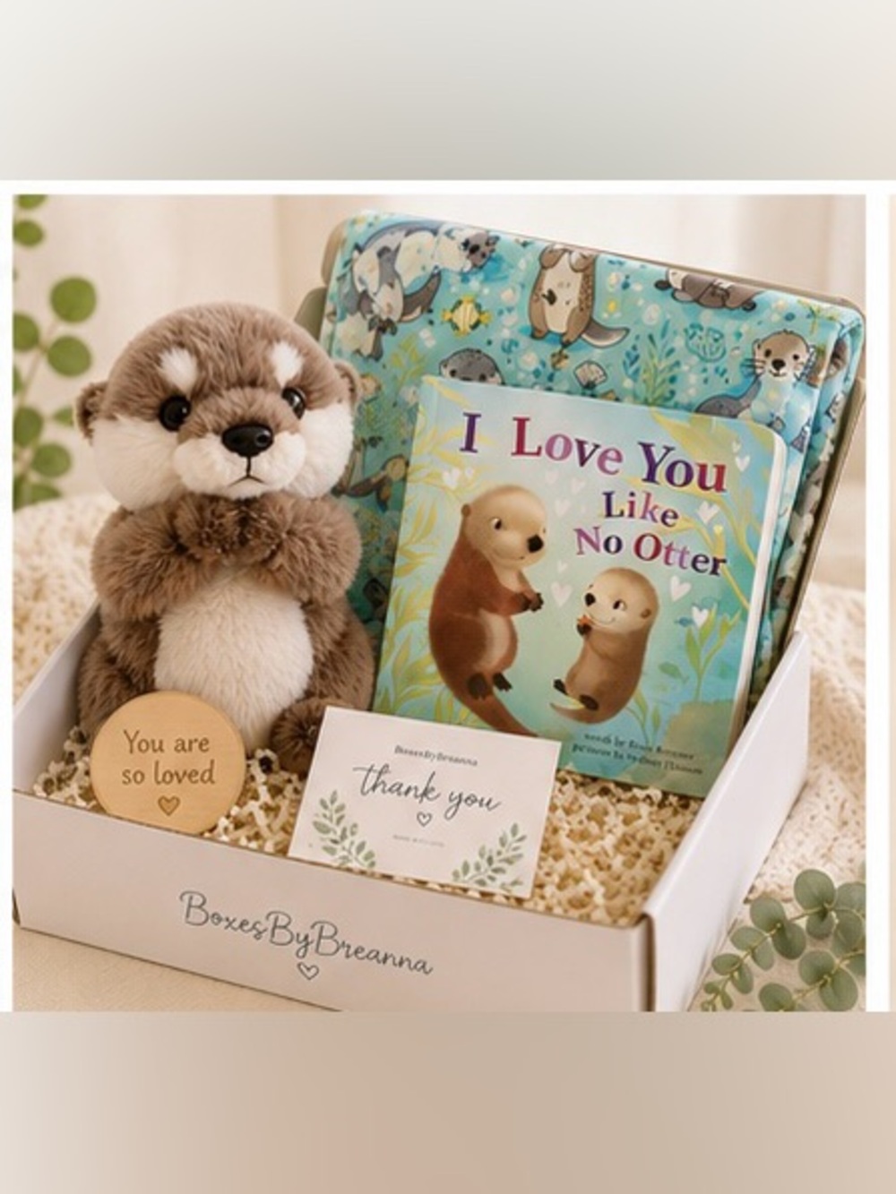 'I Love You Like No Otter' Gift Set - Brown Plush Otter